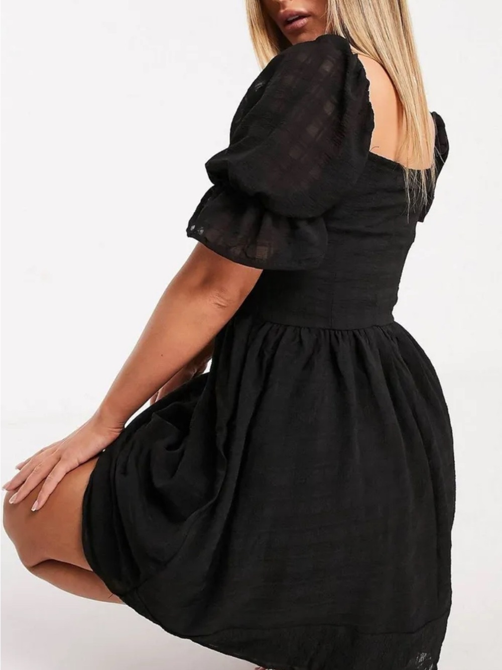 Missguided Black Smocked Mini Dress - Picture 2 of 4
